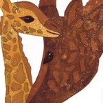 Giraffen Linoldruck